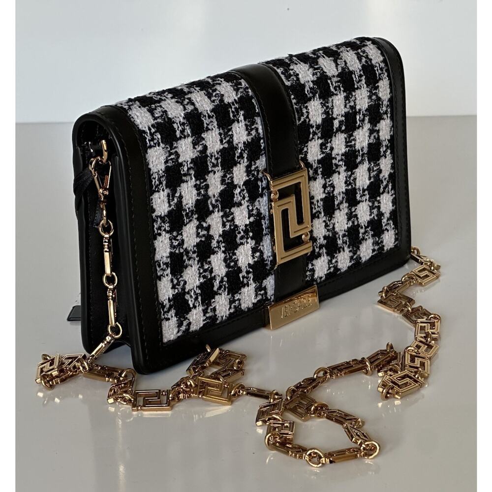 Versace Greek Key Leather Black Wallet on Chain Mini Shoulder Bag 1007220 NWT - Picture 5 of 16